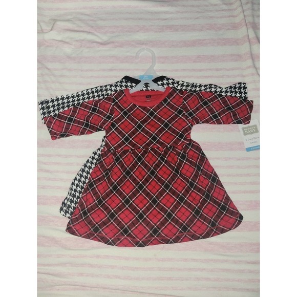 Set of 2 0-3 months, red and black infant Christmas dresses - Picture 1 of 2